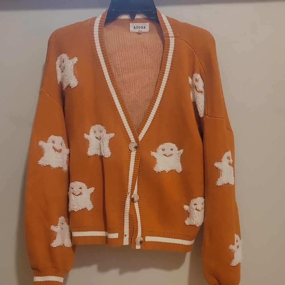 Adora Orange Cardigan with Ghost Design
